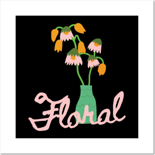 Floral flower vase illustration Posters and Art